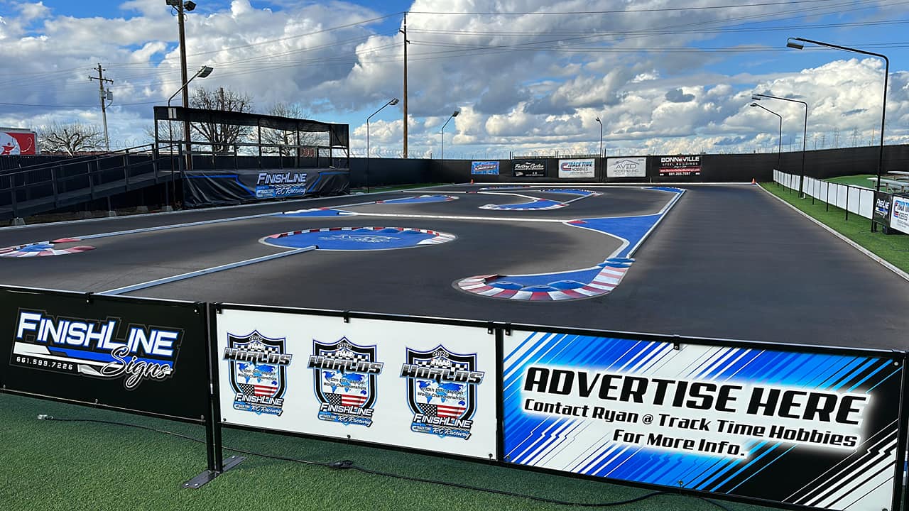 Track layout with advertisement signs